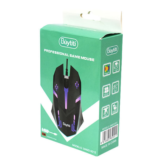 Mouse Buytiti con Luz LED Alámbrico USB DNSD-9212