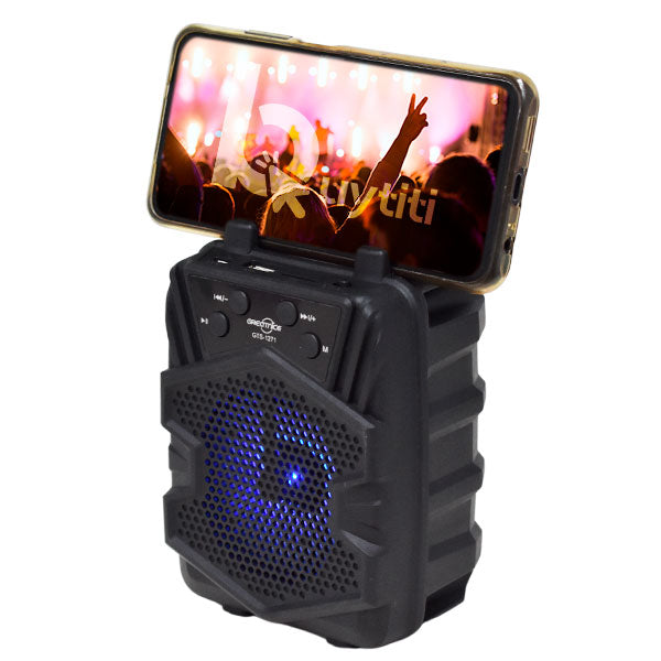 Bocina Bluetooth 3″ Greatnice Luz LED y Soporte para Celular GTS-1271