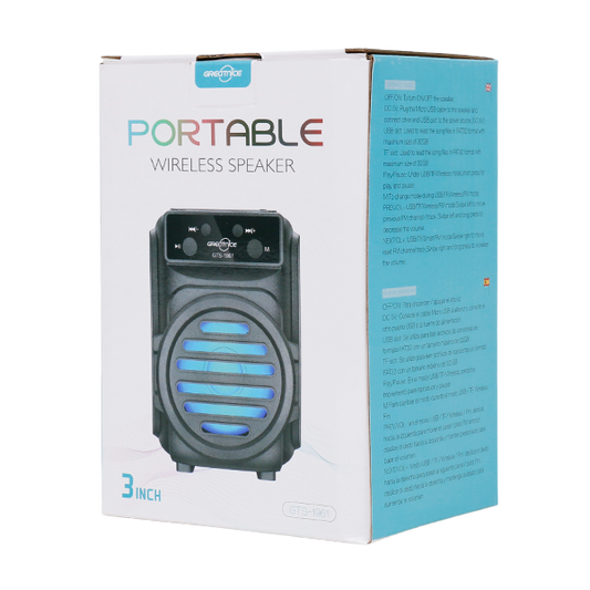 Bocina Bluetooth 3″ Greatnice con Luz LED GTS-1961