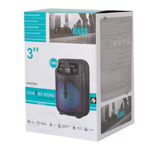 Bocina Bluetooth 3″ con Luz LED GREATNICE GTS-1349