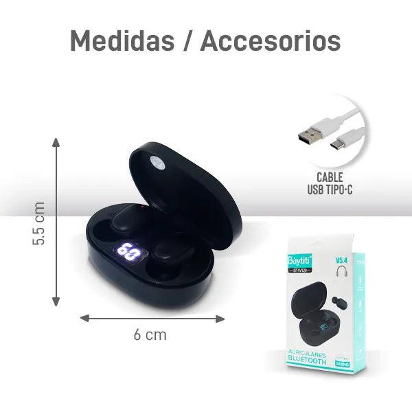 Audífonos Inalámbricos TWS con Pantalla LED Buytiti ST W129
