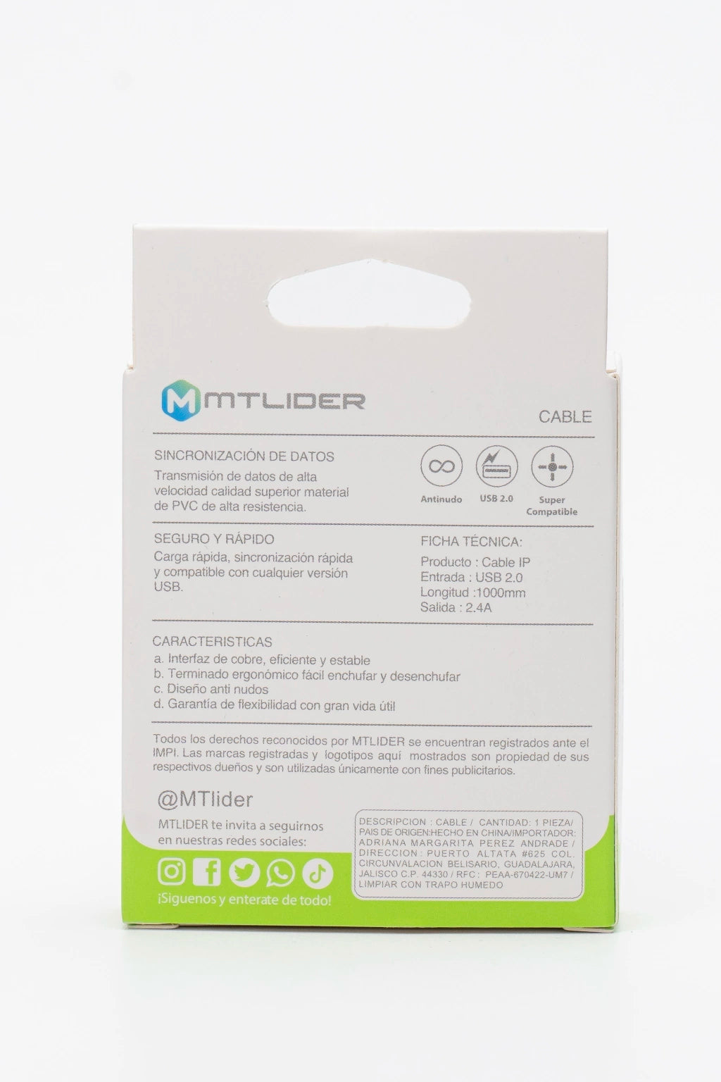 Cable Iphone 1 metro MT LIDER