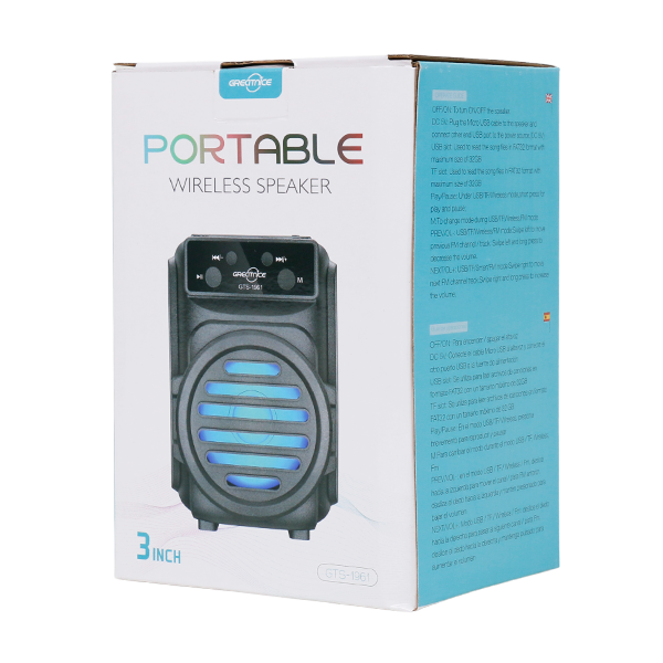 Bocina Bluetooth 3″ Greatnice con Luz LED GTS-1961