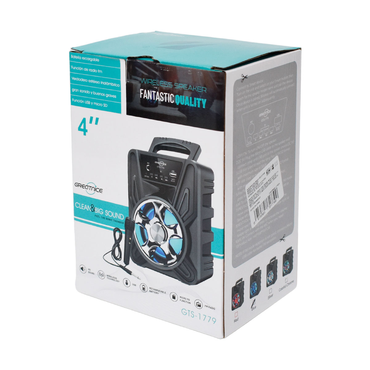 Bocina Bluetooth 4″ LED Con Microfono Buytiti GTS 1779