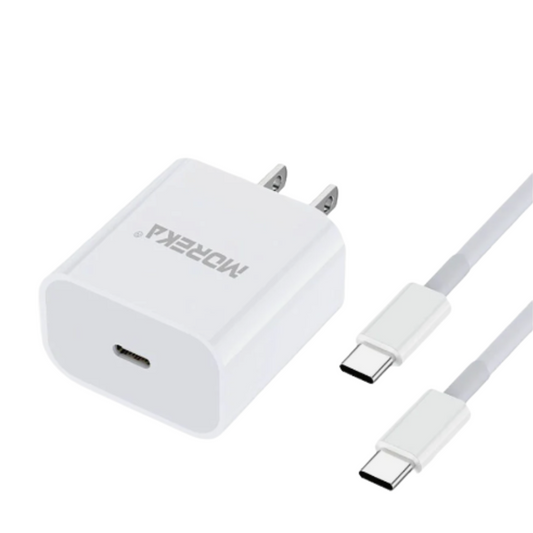 COMBO CARGADOR TIPO C CON CABLE TIPO C A TIPO C MOREKA P203