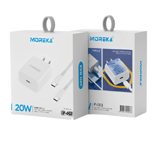 COMBO CARGADOR TIPO C CON CABLE TIPO C A TIPO C MOREKA P203