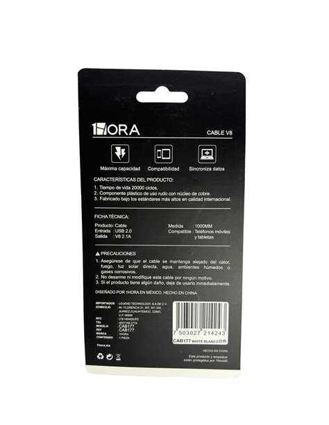 Cable v8 1M 1HORA CAB177